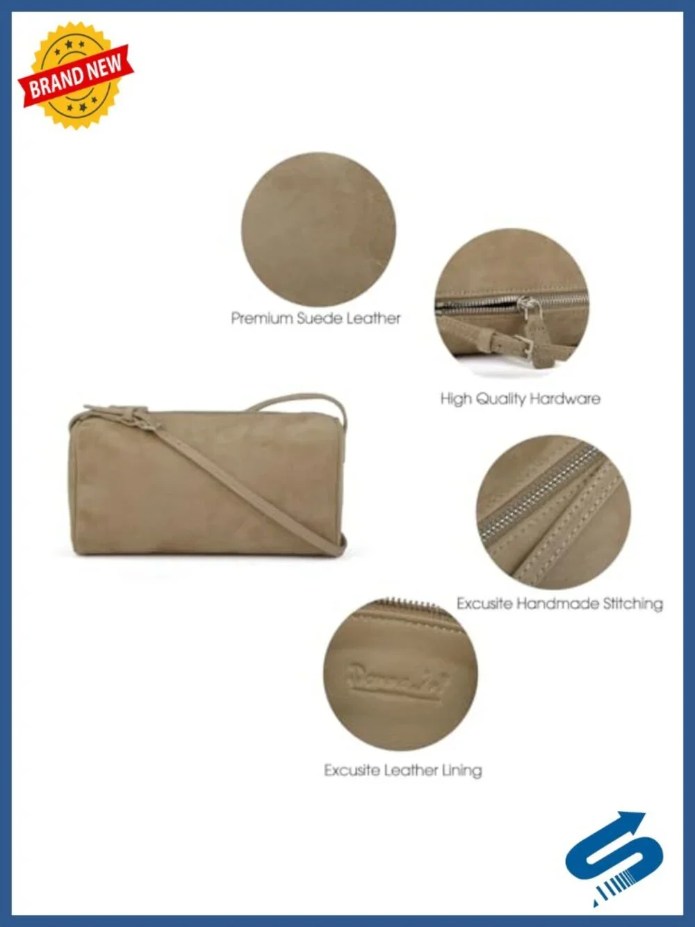 Premium Suede Leather Crossbody Hobo Bag with Adjustable Strap